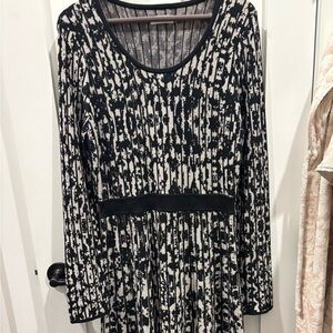 Calvin Klein Black and White Long Sleeve Dress